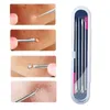 Rostfritt stål 4st/set Acne Needles Blackheads Black Spots Anti-Acne Fat Guid Skin Care Kvinnlig Behandling Pore Cleaner Needle Hook Tool LT0082