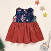 Robes de fille Noël enfant en bas âge enfants bébé fille robe de princesse Santa imprimer Tutu enfants manches bouffantes robe de noël fille