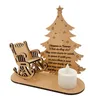 Kerstdecoraties Merry Herdenkingskaars Ornament Diy Personaliseerde geheugen Tealight houten kandelaar houders huis ornamentenschristmas