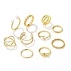 Cluster Rings Boho Gold Silver Color Pearl Set For Women Fashion Geometric Twist Hollow Open Ring Joint Finger Charm JewelryCluster Wynn22