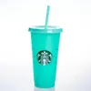 Mugs Mermaid Goddess Starbucks 24oz/710ml Plastic Mugs Tumbler Reusable Clear Drinking Flat Bottom Pillar Shape Lid Straw Cups mug 915 fuzhenkai