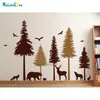Wall Stickers Woodland Nursery Pine Tree With Animals Bear Baby Room Decal Sticker Home Decor Removable BB772