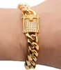 Mens Cuban Miami Link Chain 14k Gold Plated 10mm * Diamond Clasp * Armband
