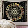 Tapiz de Mandala de 130x150cm, tapices de pared de Tarot Hippie para colgar en la pared de sol y luna, color blanco y negro, inventario para dormitorio en casa, venta al por mayor