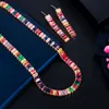 CWWZIRCONS Multicolor Rainbow Rectangle Cubic Zirconia Kolejne Zestawy dla kobiet Trendy Party Boho Kostium biżuterii T521 220726
