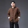 Verbeterde etnische kleding met heren met herenpak Top Oosterse kostuum Chinese traditionele Hanfu mannelijke knoopoutfit Linnenkleding