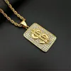Pendant Necklaces Hiphop US Dollar Money Male Stainless Steel Iced Out Bling Cubic Zirconia Men's Hip Hop Jewelry DropPendant