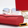 2022 Pink Sunglasses Designer Women Men Luxury Carter Cubic Zircon Buffalo Horn Sun glasses Rimless Buffs Women Shade Frameless Ca272x