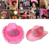Boinas de lã Fedoras Fedoras com ornamentos brilhantes de ornamento largo chapéu paillette rosa chapéus de cowgirl styleberets