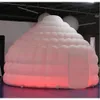 Utsökta vita uppblåsbara kupoler igloo tält med LED -ljus lyxig lufthus för rättvis evenemangsreklam