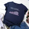 JCGO Summer Cotton Women Tshirts S-5xl Versátil Tees de manga curta Tops fofos impressão hipopórica casual O-gola feminina camiseta Tops 220511