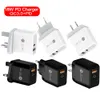 Chargeur de type C 18W US Ac Quick PD QC3.0 Adaptateur de chargeurs muraux pour Iphone 13 Mini 12 Pro Max Samsung Tablet PC