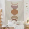 In de maanfase Tapestry Sun Rainbow Wall Hangende minimalistische illustratie Plant Art Doek Tapijt Room Huisdecoratie J220804