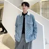 IEFB MENSWEAR Fashion Chic Sequin Denim Jacket Men's Loose Lapel Single Breasted Long Sleeve Coat Autumn Winter 220816