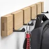 Houten muurhanger bamboe legering rek haken hanger houder kleren opslag organizer verborgen muurhaak voor hangende woningdecor 210318