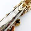 Feito no Jap￣o S￳prano Saxofone WO37 Chave de ouro prateada com case Sax Soprano Bocalista Ligature Reeds Neck