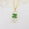 Pendant Necklaces Charm Oval Dried Flower Fashion Real Resin Necklace Do Not Forget Me Rose Women's JewelryPendant