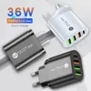 COMINCAN 36W PD QC 3.0 2.4A Snabb laddare 3USB med typ C laddningshuvud mobiltelefonladdare EU US UK Plug USB Chargering