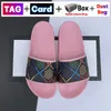 Hohe Qualität Luxus Slides Designer Schuhe Sandalen Dame Frauen Hausschuhe mit Richtigen Blumen Druck Leder Original Box Mode Männer Slipper