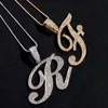 Chains Bling Iced Out Paved Rhinestone Cursive Letter Pendant Necklace For Women Fashion A-Z Initial Rope Chain JewelryChains Sidn22