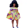 Plus Size Dresses 5xl Dress For Wmoen Long Sleeve 3XL 4XL Mini Tie Dye Party Bodycon Oversized Vestidos Robe Femme Chic
