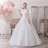 Other Wedding Dresses Sexy Boat Neck Half Sleeve Simple 2022 Dress Beautiful Lace Flower Plus Size Up Floor Length Slim Bride Gown LOther