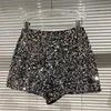 Våren och hösten svart sammet sequined glansiga mångsidiga klubbkläder shorts byxor high street 220702