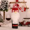 UPS mignon décoration de Noël concepteur couverture de vin rouge gris bouteille flocon de neige vêtements elfe sans visage Gnome créatif bouteilles de vins vêtements tricot décor cadeaux