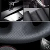 Ratthjul täcker biltäckning mjukt svart äkta läder för m sport e46 330i 330ci e39 540i 525i 530i m3 m5 e39steering coverssteering