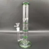 10 Inches Green Three Layers Glass Water Pipe Bongs Filter Hookah Beaker Bong 14mm Bowl
