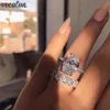 Vecalon Classic 925 Sterling Silver Ring Set Oval Cut 3CT Diamond CZ Engagement Wedding Band Rings for Women Bridal Bijoux295y