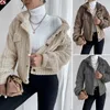 Frauenjacken Winter Frauen Hochwertiges Kunstpelz -Mantel Luxusknopf Revers Jacke dick war warm war warmes Plus -Größe weibliche Plüschschichts -Women's Women'swom