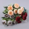 ONE Fake Flower Round Peony (6 Heads/Bunch) 14" Length Simulation Autumn Paeonia for Wedding Centerpieces