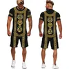 Zomer Gouden Leeuw 3D Gedrukt T-stukken/Shorts/Pak Heren Casual Grafisch T-shirt Tweedelige Set Hip Hop mode Korte Mouw Trainingspak 220801