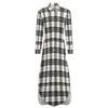 Casual Dresses Tartan Plaid Chiffon Dress White Black Gold Christmas Elegant Street Wear Lady Sexy Print Vestidos Big SizeCasual