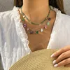 Moda Multicolor Natural Stone Pingente Pingente de Cristal Contas Cadeia de contas Boho Multilayer Colar Jewelry Gift