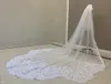 빗 하나의 레이어로 멋진 긴 웨딩 베일을 사용자 정의하십시오 부드러운 그물 레이스 Appliqued Bridal Veils 화이트 아이보리 샴페인 2022