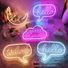 LED Neon Lamp Moon Good Night Dream Happy Birthday Neon Signs Hello Sunshine Acrylic Room Decoration Light Wall Decor Lights