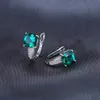 Jewelrypalace Cushion Cut Simulated Green Emerald 925 Sterling Silver Clip Earrings for Women Fashion Gemstones Huggie Earings 2209030921