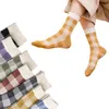 Socks & Hosiery RMSWEETYIL Women Plaid Checkered Dress Colorful Geometric Gingham Cute Novelty Casual Thin Cotton Knit Ladies Crew Sock