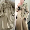 Khaki Long Trench Coat Women Women Spring Autumn New Corean Roupas Moda Slim Double Windbreaker Mulheres sobretudo H256 T200811