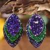 Lustre pendente em camadas ouro roxo verde glitter marquise brincos para mulheres carnaval carnaval jóias presentes por atacado