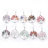 Beauty Fashion Round Shaped Dangle Earrings For Women Silver Plated Wire Wrapped Tree of Life Amulet Natural Gemstone Chips Beads Hanging Earring DBR343