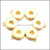 Charms Jewelry Findings Components Sier Gold Alloy 18Mm Ginger Snap Button Base Pendants For Snaps Bracelet Earrings Necklace Diy Accessor