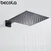 Becola Black Chrome Square Rain Shower Head Ultrathin 2 mm 10 tums val Badrum Takmonterad arm 220401