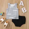 Citgeett Summer Baby Boy Girls Clothing Set Cartoon Mönster Tryckt ärmlösa Vest Tops Beige Shorts Outfits Casual Suit J220711