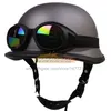 Casco da moto in pelle tedesca Vintage Casco Moto da moto Open Face Retro mezzo casco Chopper Biker Pilot per DOT taglia S-XXL