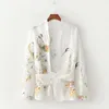 Nuevas mujeres de la vendimia cruz v cuello de impresión casual kimono blusa cinturón elegante camisa retro manga larga femininas blusas tops T200321
