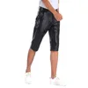 Pantalones cortos para hombres Cuero de verano Hombres Moda Marca Boardshorts Masculino Casual Cómodo Talla grande para hombre Ropa exterior elástica Pantalones cortos negros