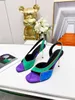 2022 new sandals catwalk color-blocking high-heeled side empty Roman open-toe metal stiletto women's shoes